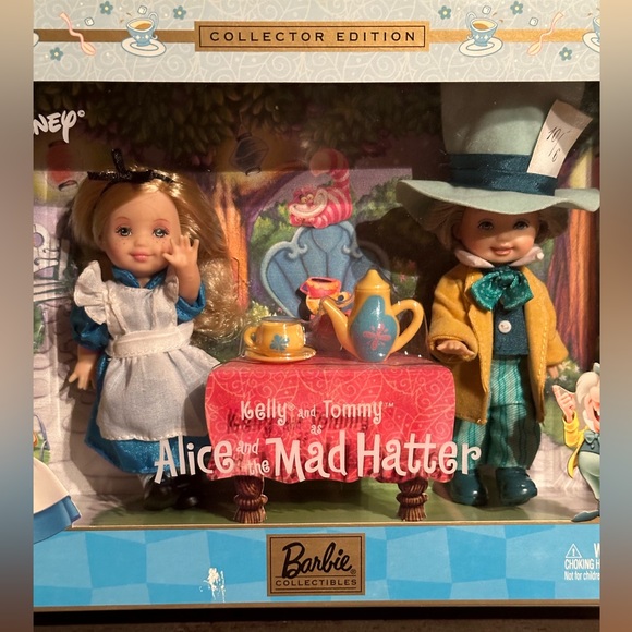 Vintage Alice in Wonderland Barbie Tommy & Kelly mini doll set NIP Mattel